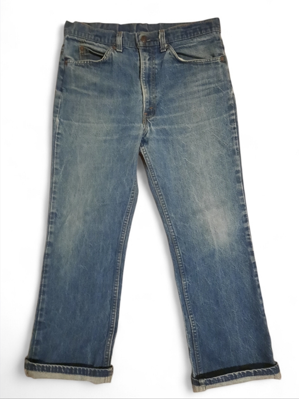 '81 LEVIS 517 Orange Tab Jeans Bootcut Ankle 80s Vintage Crop 12 32x27 - Picture 3 of 14